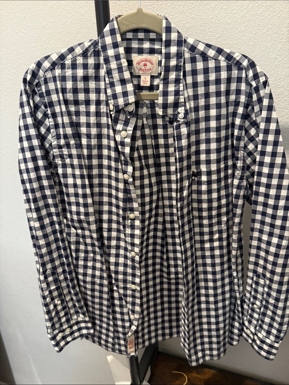Brooks Brothers Navy and White Gingham Button-Down Shirt